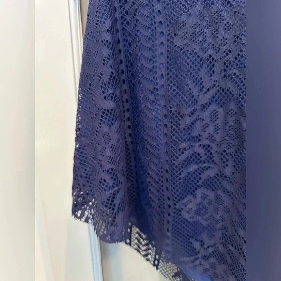 Becca Rebecca Virtue Navy Crochet Halter Top Swimsuit Tankini Size 0X 14/16 - Picture 7 of 10